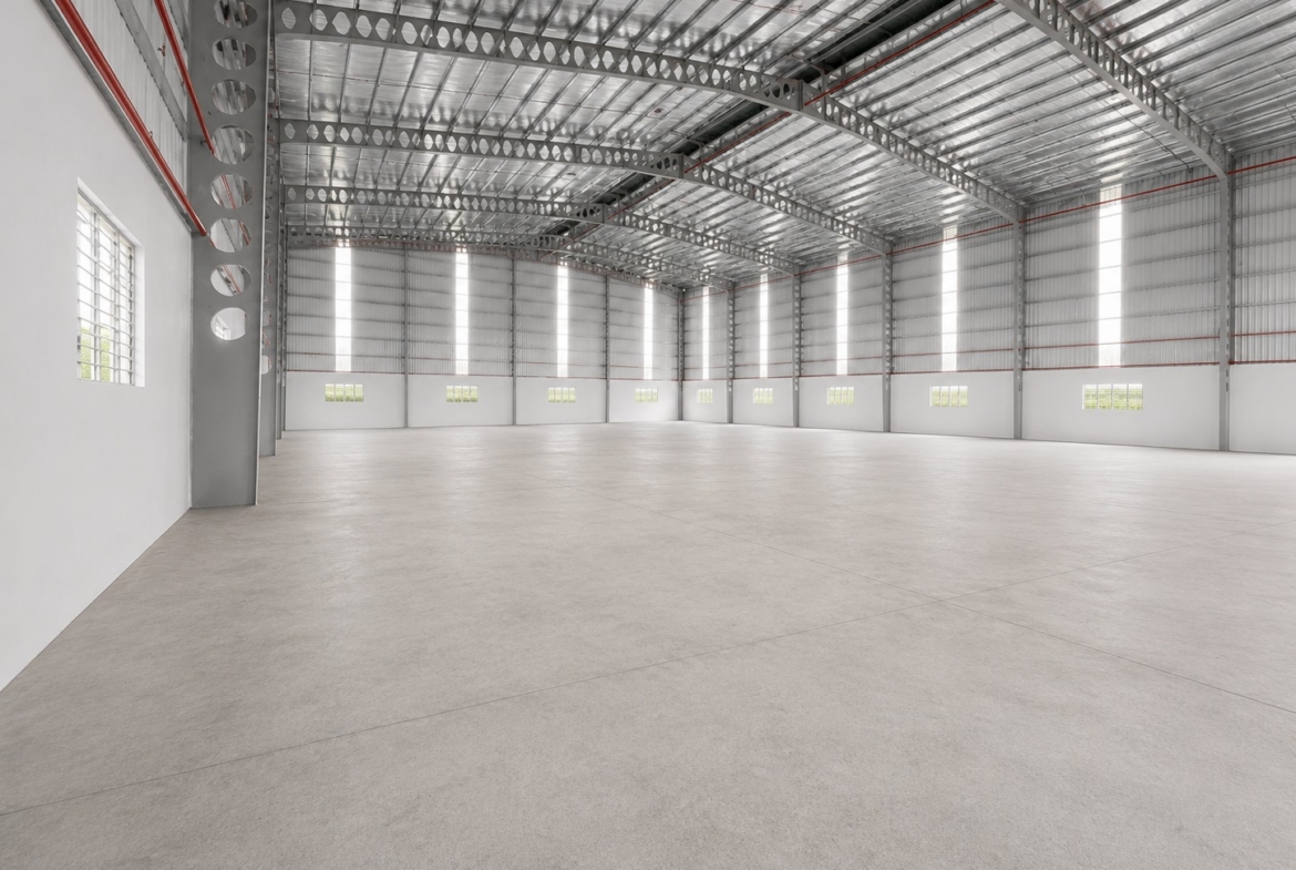Senai Idaman detached factory for rent with 30,615 sq.ft. built-up area, 12-metre ceiling height and 1,200 Amp power supply.