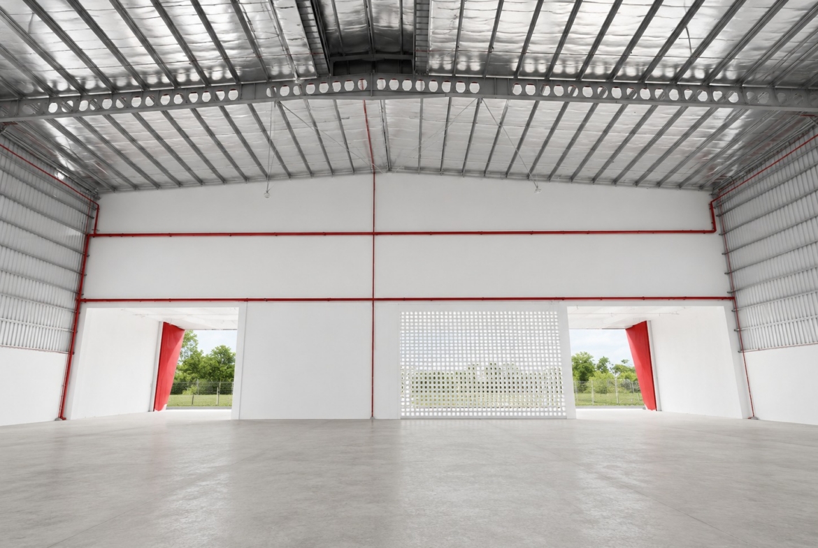 Senai Idaman detached factory for rent with 30,615 sq.ft. built-up area, 12-metre ceiling height and 1,200 Amp power supply.