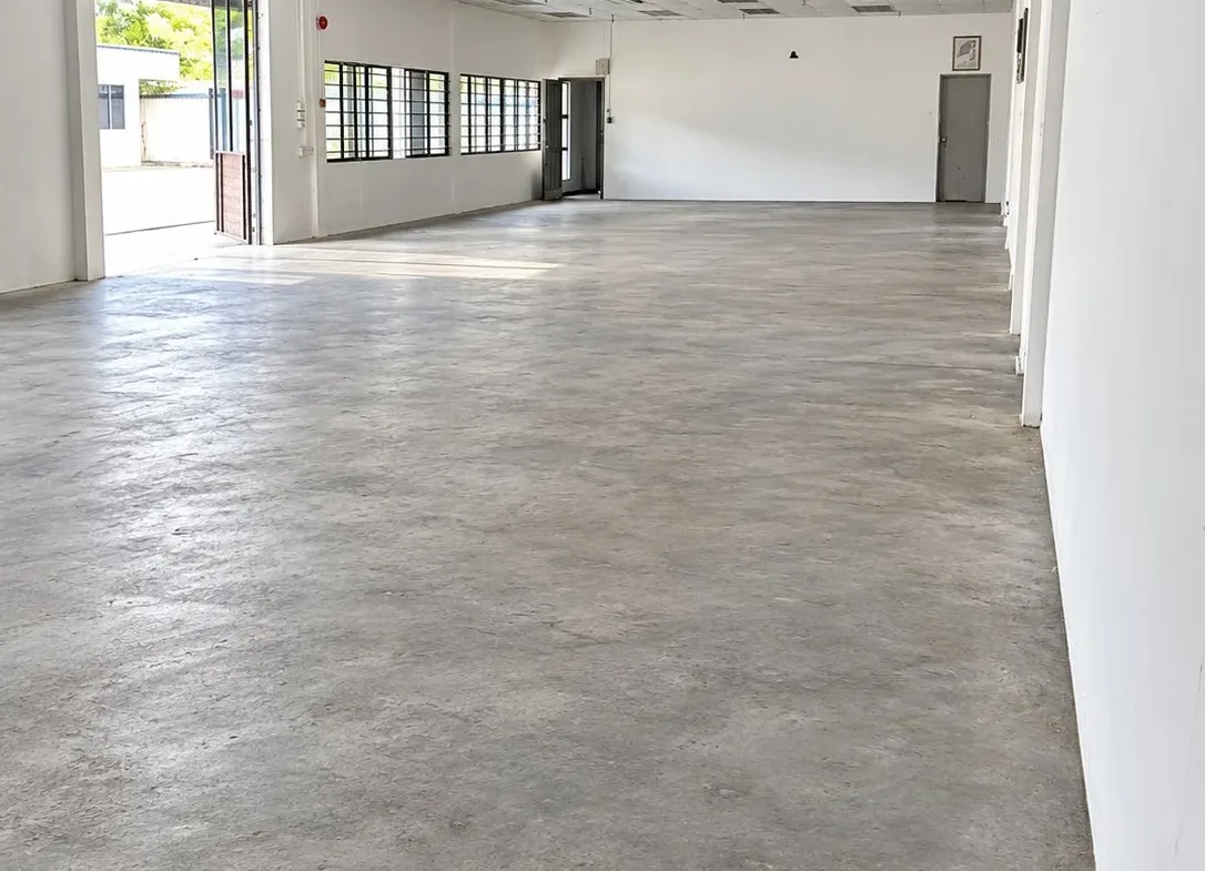 Ground floor area with ceiling lights and windows in the detached factory for rent in Jalan Cyber, Senai