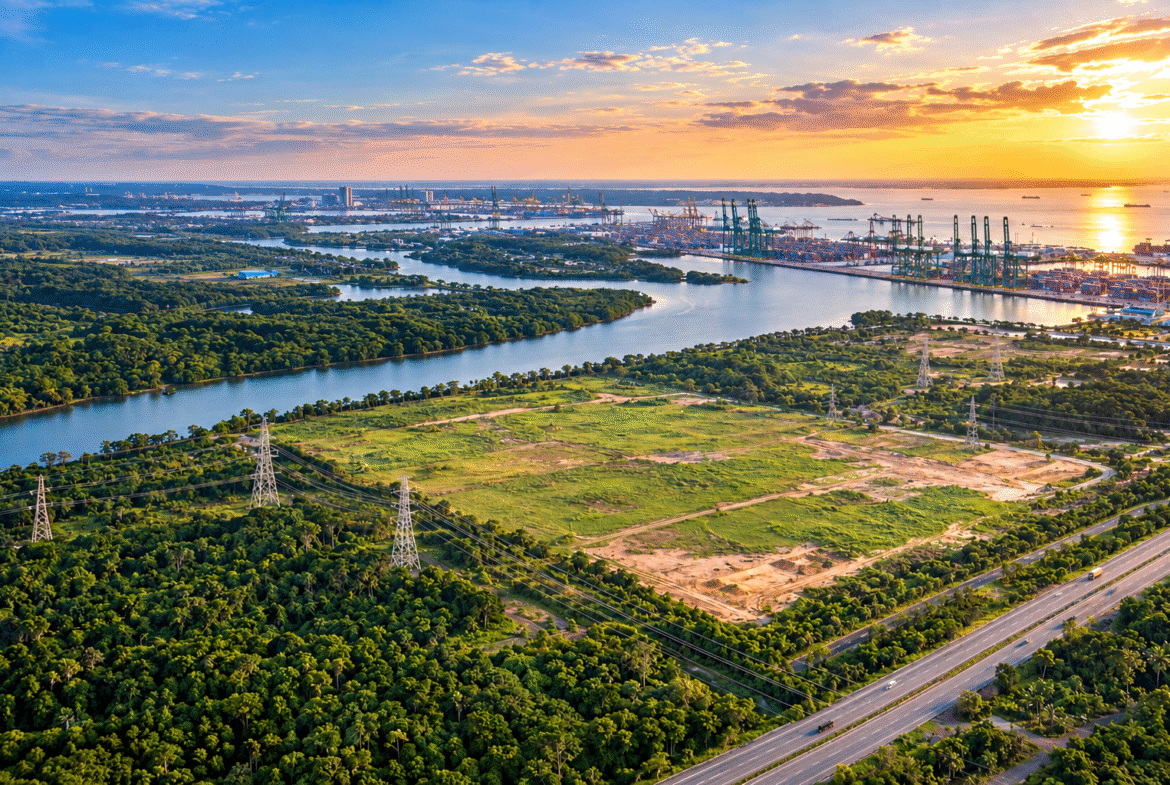Aerial view of industrial and data centre land for sale near Port of Tanjung Pelepas, Johor