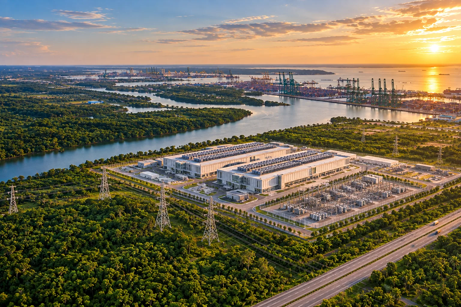 Artist's impression of a data centre campus on industrial land in Johor