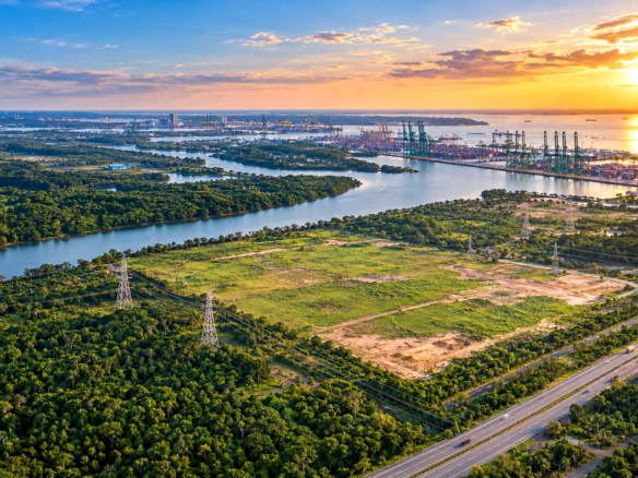 Aerial view of industrial and data centre land for sale near Port of Tanjung Pelepas, Johor