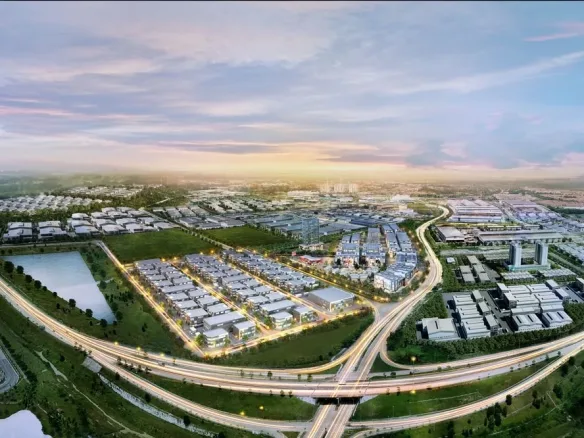 Aerial view of Nusajaya and Gelang Patah industrial area in Johor Malaysia near Singapore