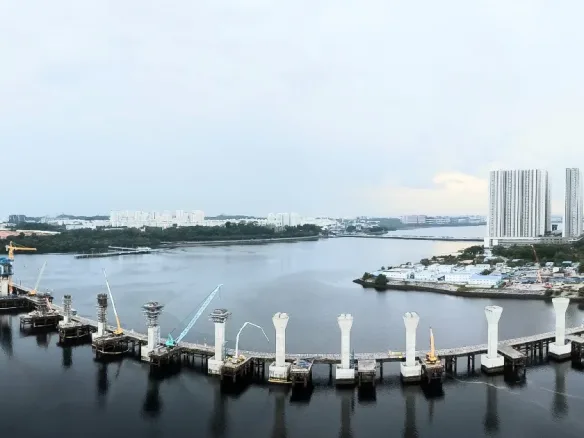 RTS Link viaduct across the Johor Strait to Singapore