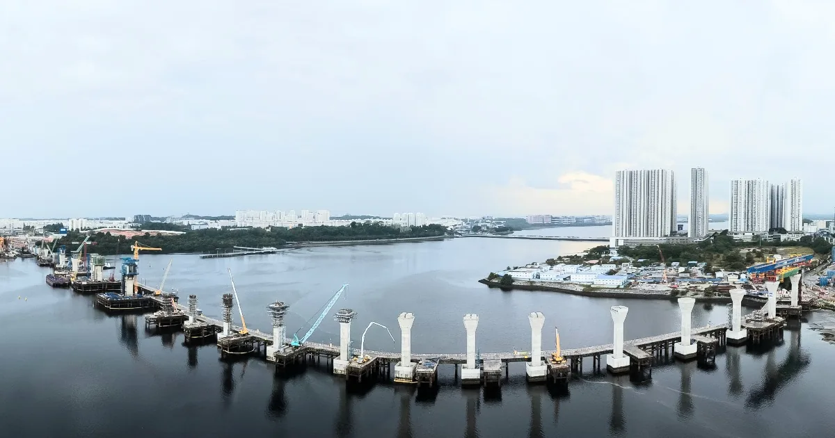 RTS Link viaduct across the Johor Strait to Singapore
