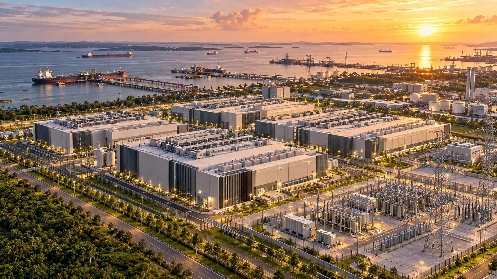 Concept of a data centre campus on waterfront land in Tanjung Langsat, Johor Concept of a data centre campus on waterfront land in Tanjung Langsat, Johor